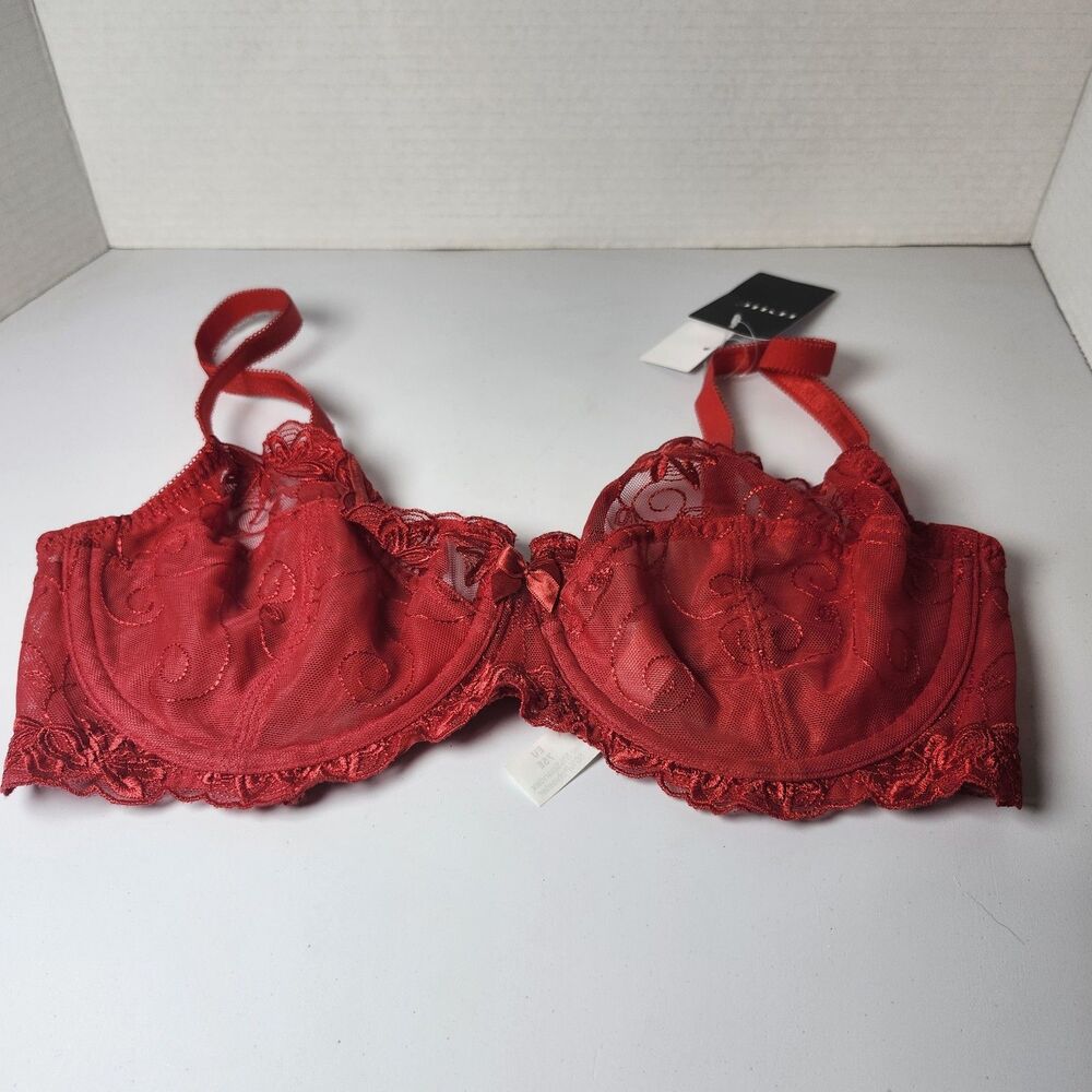 Deyllo 34DD Red Lace Underwire Bra